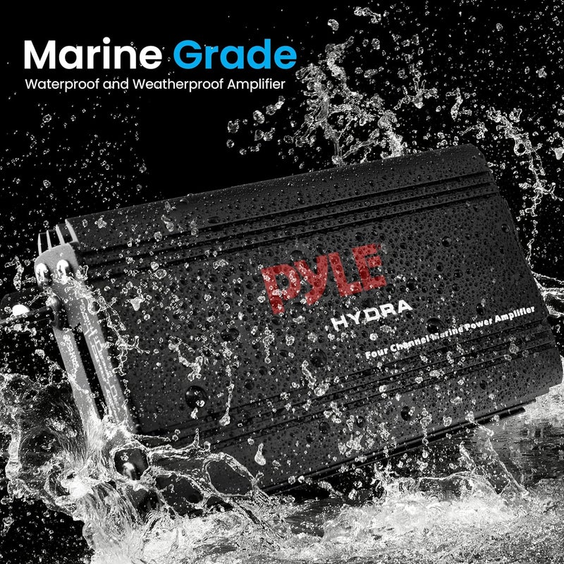 Pyle 800W 4-Channel Hydra Marine Micro Amplifier - Waterproof - GAIN Level Controls - RCA Stereo Input - 3.5mm Jack - MP3 - Volume Control - Short Protection - For Boat & Vehicle Use - PLMRMP3B - Image 4